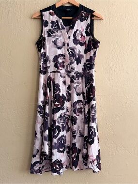 Sleeveless Floral Midi Dress in Purple and Black